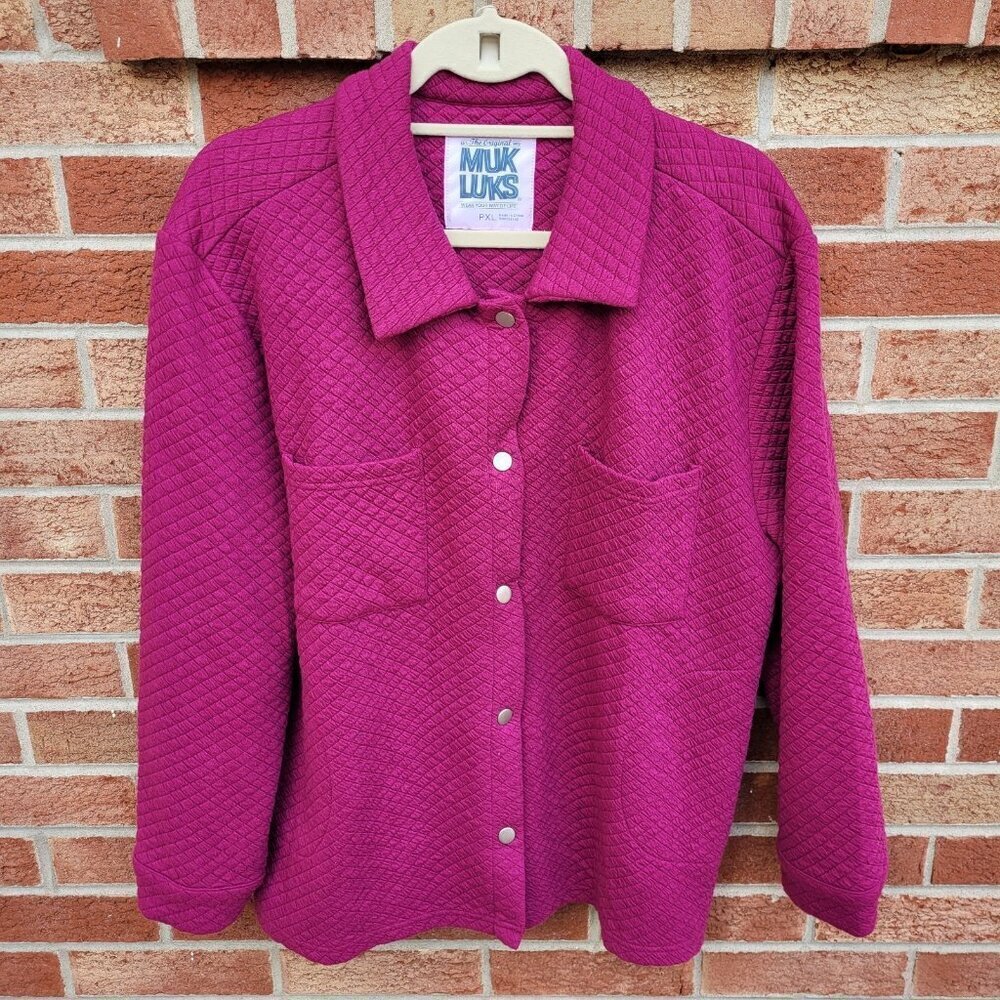Muk Luks Quilted Jacket Women's Size XL Petite Red Button Up